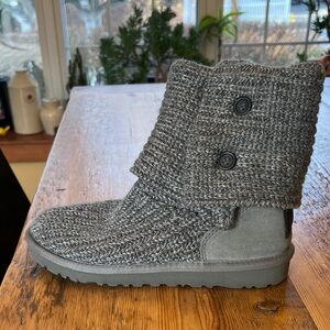 UggCozy Gray Knit Women's Boots